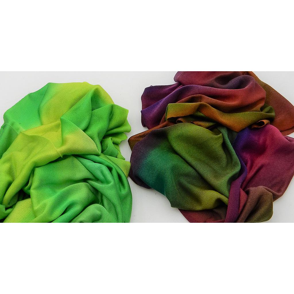 Zijde tricot rolsjaal handgeverfd