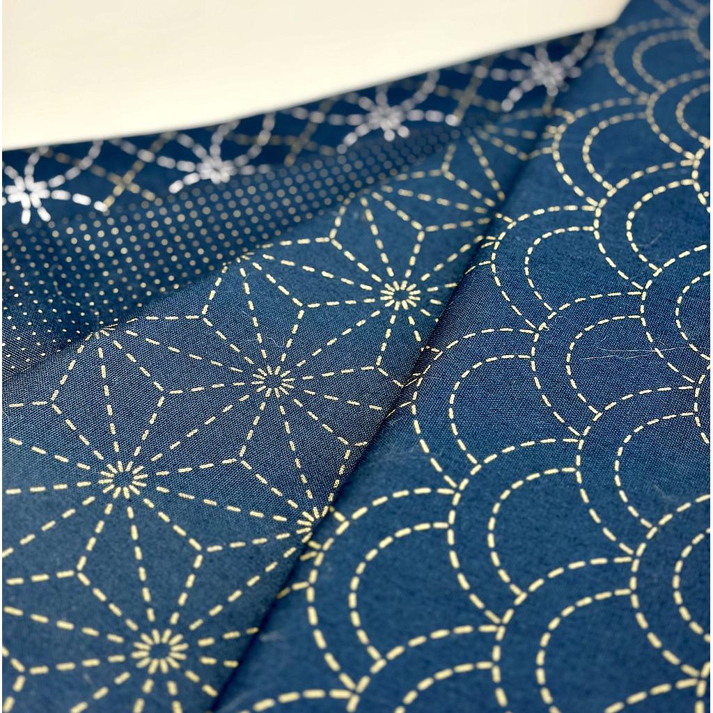 Sashiko stof voorgedrukt Japans Navy