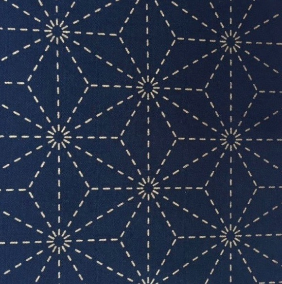 Sashiko stof voorgedrukt Asanoha Ster Navy