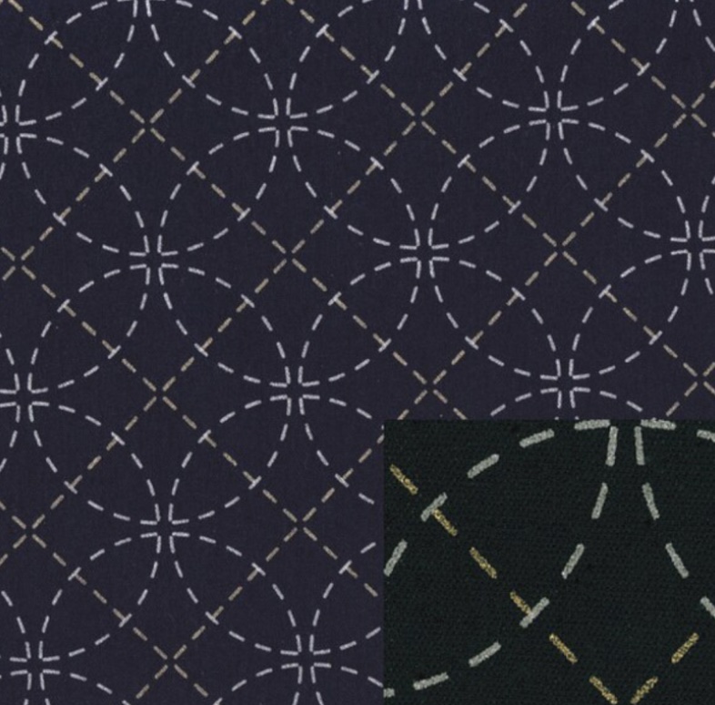 Sashiko stof voorgedrukt Cirkels / Interwoven Circles Navy